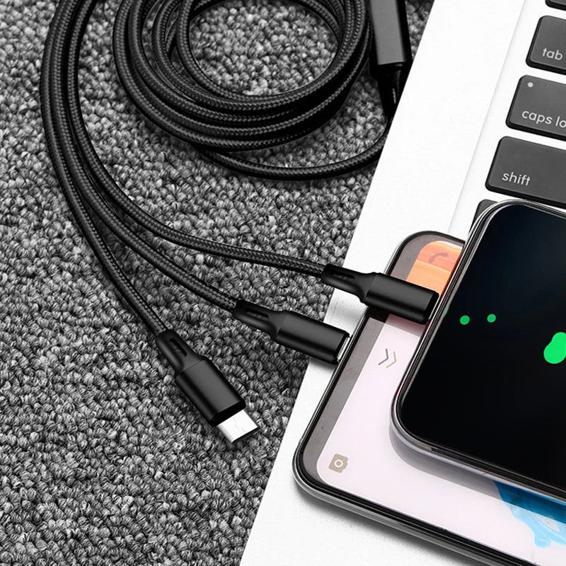 3 In 1 Fast Charging Cable Cord WEM Support (www.WEM.support)