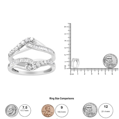 14K White Gold 0.65 Cttw Round and Baguette Invisible-Set Diamond Enhancer Wrap Ring (I-J Color, I2-I3 Clarity) WEM Support (www.WEM.support)