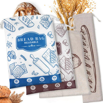 4-Piece Artisan Bread Storage Bags with Eco-Friendly TPU Lining HejK.com Marketplace LLC