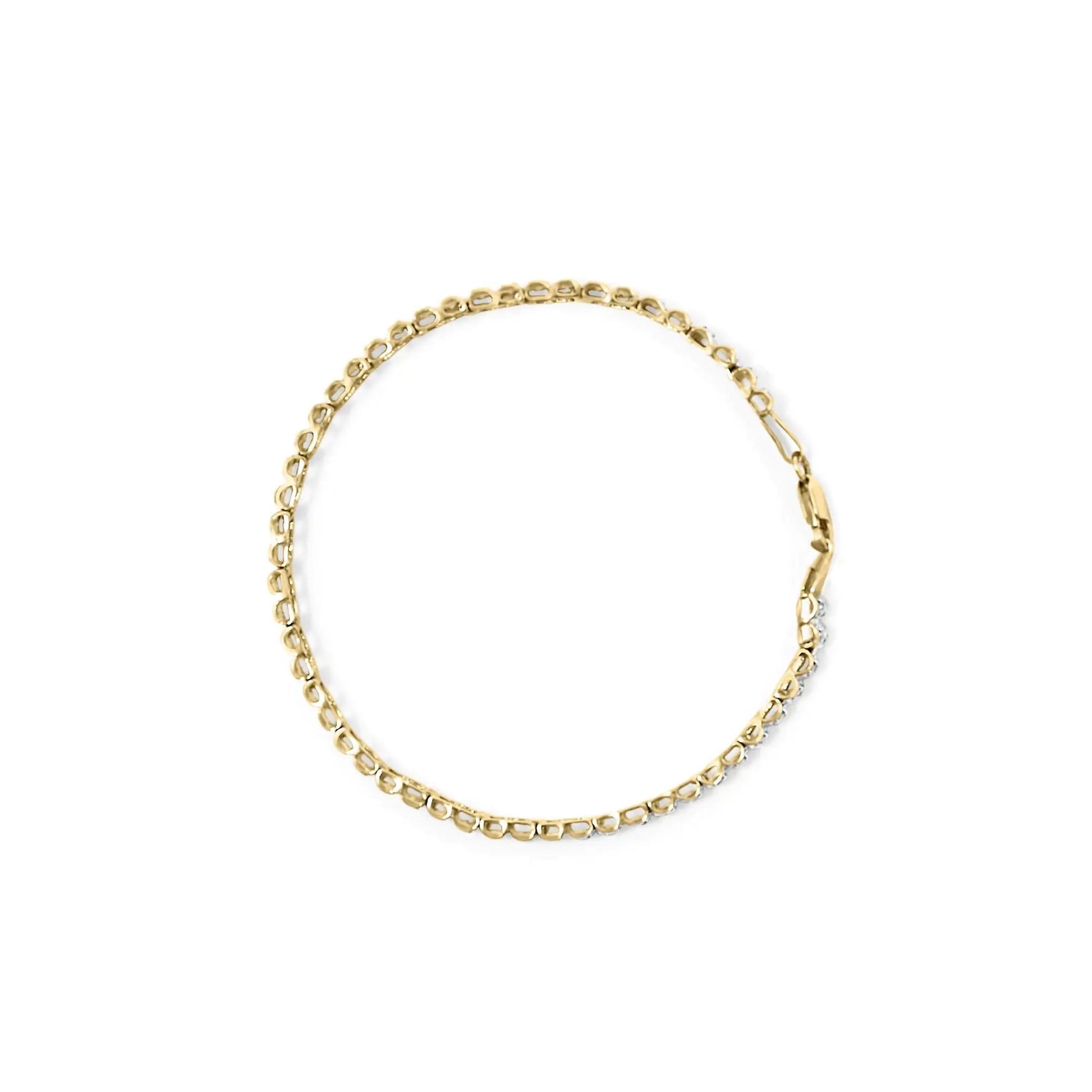 10K Yellow Gold 1.00 Cttw Round-Cut Diamond Link Bracelet (I-J Color, I3-Promo Clarity) - Size 7" WEM Support (www.WEM.support)
