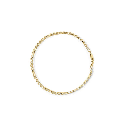 10K Yellow Gold 1.00 Cttw Round-Cut Diamond Link Bracelet (I-J Color, I3-Promo Clarity) - Size 7" WEM Support (www.WEM.support)