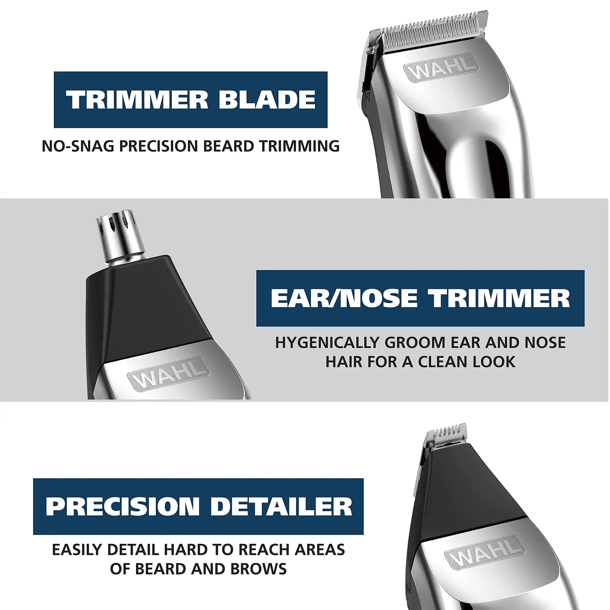 Wahl USA Beard Trimmer Rechargeable Lithium Ion All in One Beard Trimmer for Men with Detail and Ear & Nose Hair Trimmer Attachment – Model 9854-600B My Store