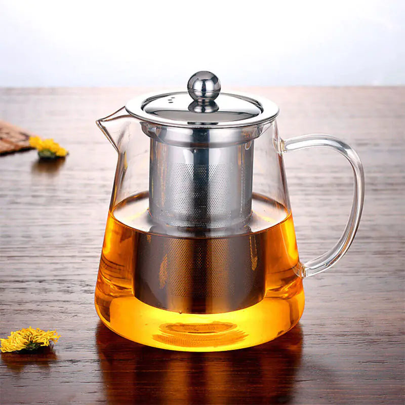Tetera de Vidrio Transparente Resistente al Calor con Infusor para Café, Té y Hierbas HejK.com