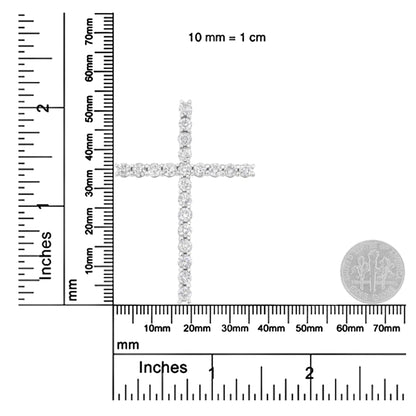 .925 Sterling Silver 4.0 Cttw Diamond 2-1/4" Cross Pendant with Box Chain Necklace (I-J Color, I1-I2 Clarity) - 18" WEM Support (www.WEM.support)