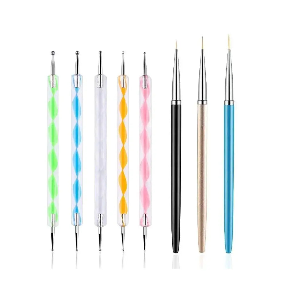 5PCS Dotting Pens with 3 PCS Nail Painting Brushes, Nail Art Design Tools My Store