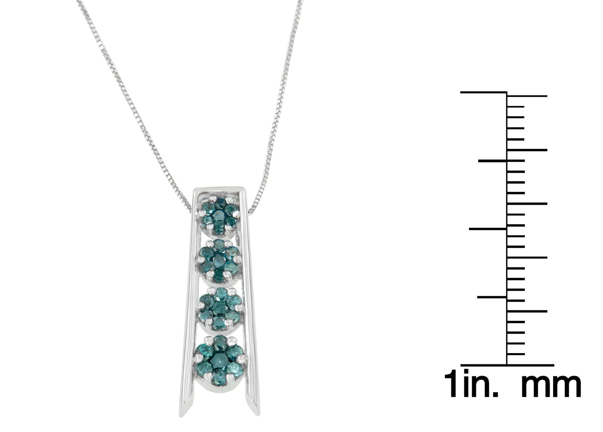 14K White Gold 1/2 cttw Treated Blue Diamond Journey Pendant Necklace (Blue, I1-I2) WEM Support (www.WEM.support)