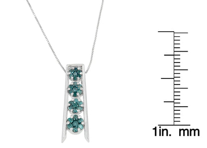 14K White Gold 1/2 cttw Treated Blue Diamond Journey Pendant Necklace (Blue, I1-I2) WEM Support (www.WEM.support)