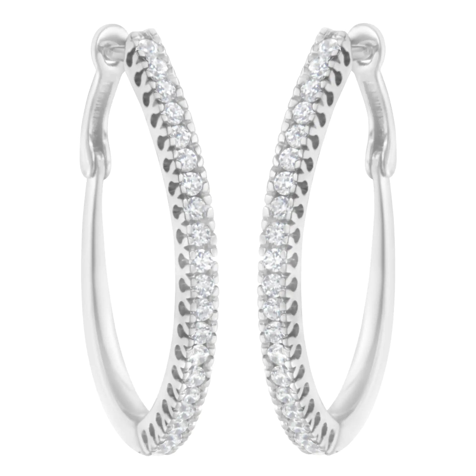 10KT White Gold 1/2 cttw Diamond Hoop Earrings (I-J, I2-I3) WEM Support (www.WEM.support)