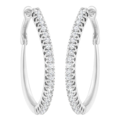 10KT White Gold 1/2 cttw Diamond Hoop Earrings (I-J, I2-I3) WEM Support (www.WEM.support)