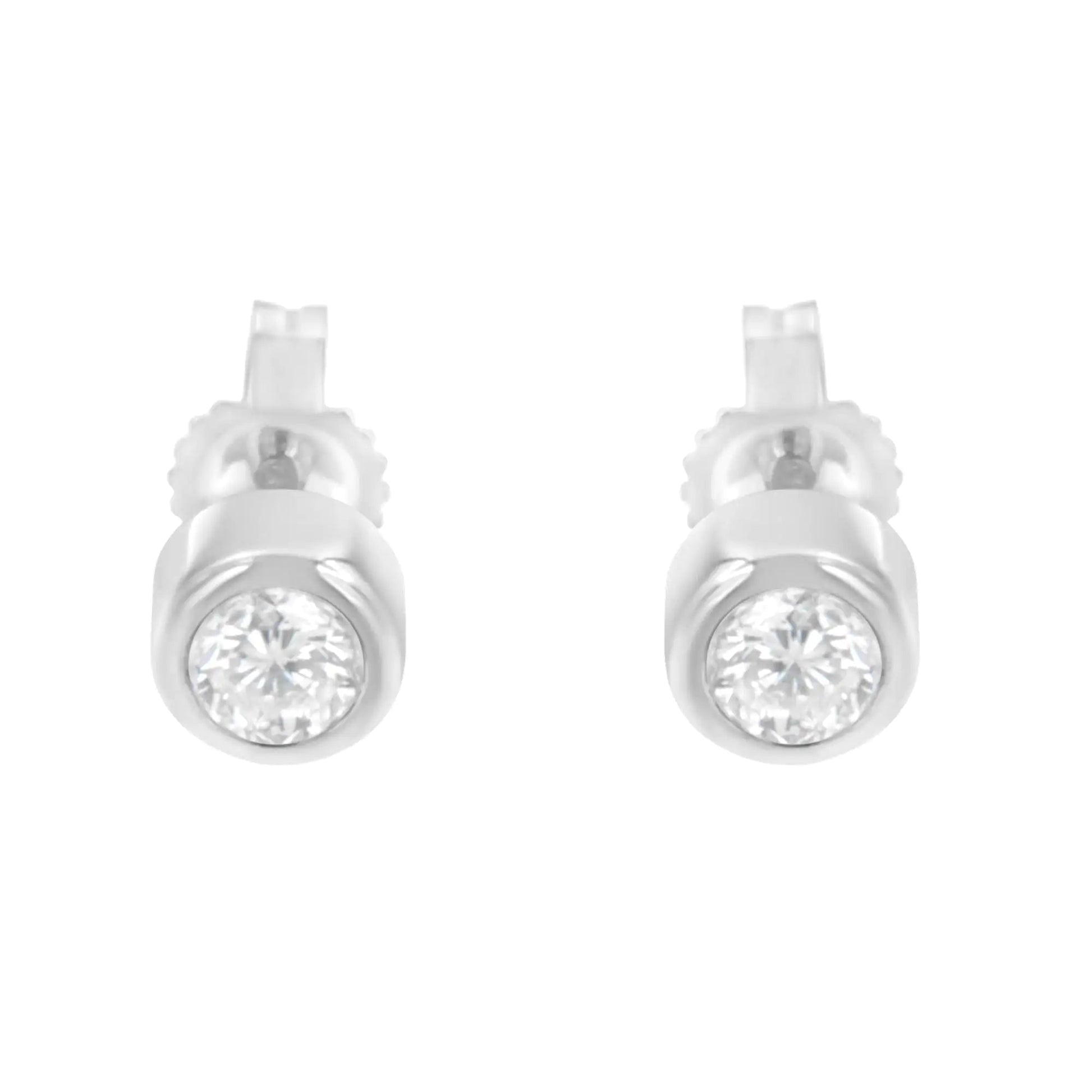 10K Gold 0.30 Cttw Round Brilliant-Cut Near Colorless Diamond Bezel-Set Stud Earrings (H-I Color, I1-I2 Clarity) WEM Support (www.WEM.support)