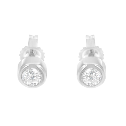 10K Gold 0.30 Cttw Round Brilliant-Cut Near Colorless Diamond Bezel-Set Stud Earrings (H-I Color, I1-I2 Clarity) WEM Support (www.WEM.support)
