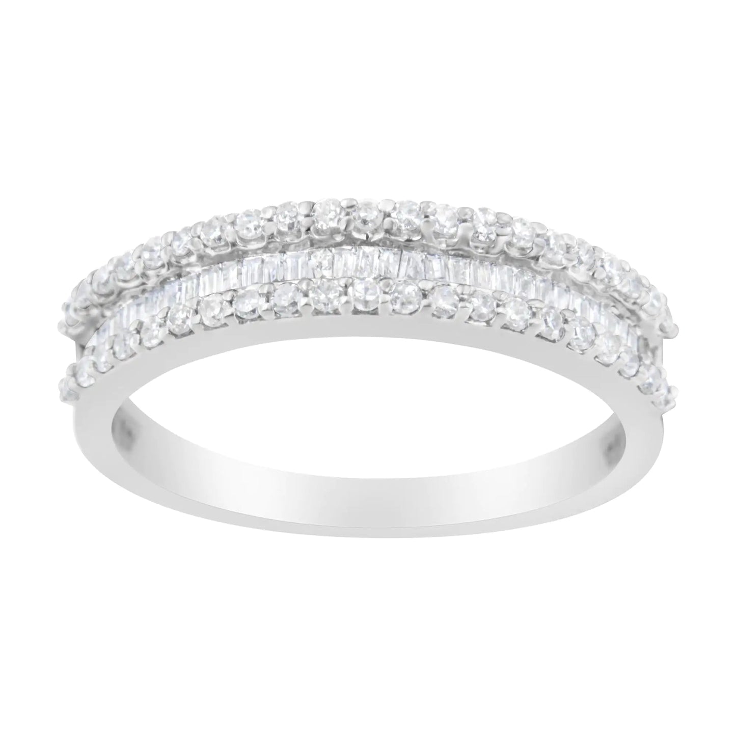 14KT White Gold 1/2 Cttw Diamond Modern Band Ring (H-I Color, SI2-I1 Clarity) WEM Support (www.WEM.support)