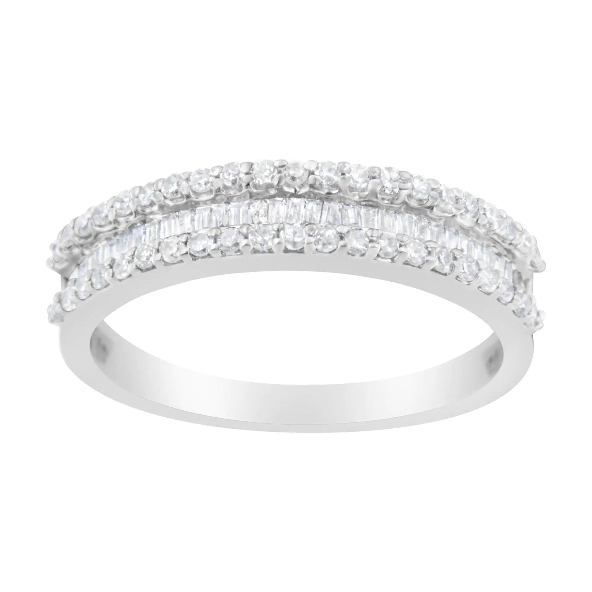 14KT White Gold 1/2 Cttw Diamond Modern Band Ring (H-I Color, SI2-I1 Clarity) WEM Support (www.WEM.support)