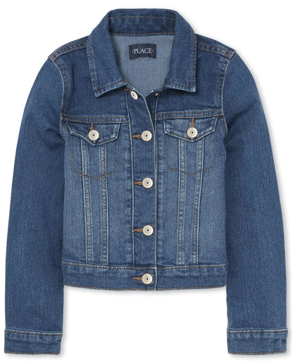The Children's Place Girls Basic Denim Jacket XX-Large Azure Wash My Store