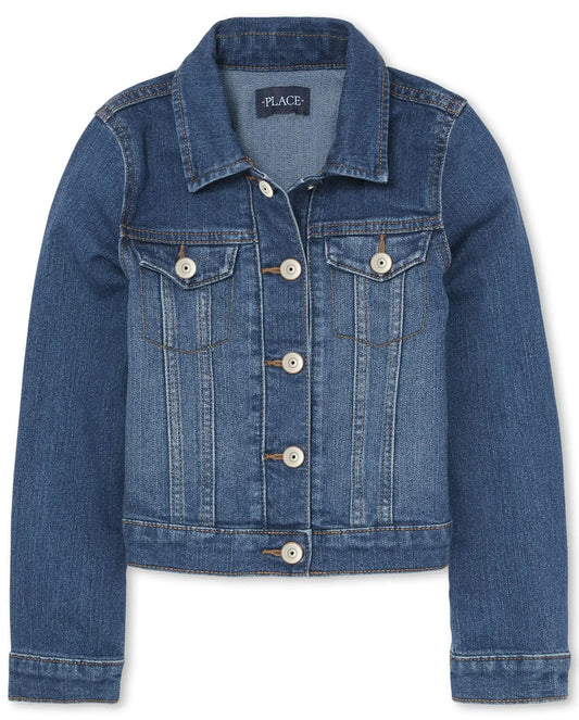 The Children's Place Girls Basic Denim Jacket XX-Large Azure Wash My Store
