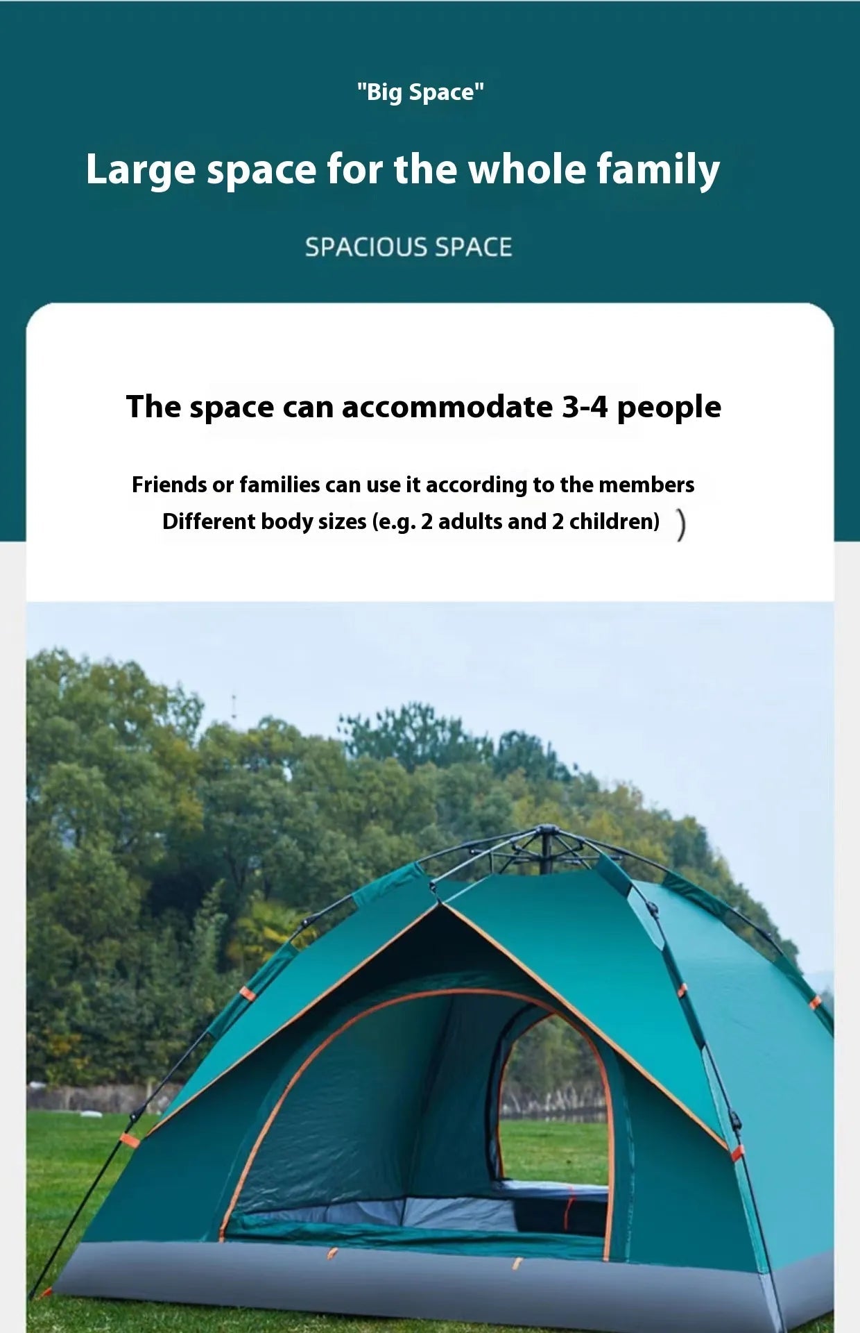Tienda de Campaña Automática Doble para 3-4 Personas HejK.com