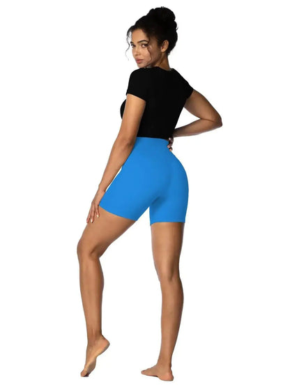 Sunzel Women's Hidden Butt Scrunch Shorts, High Waisted Biker Shorts, Gym Workout Yoga Running Shorts with Tummy Control 6" Inseam X-Small Classic Blue My Store