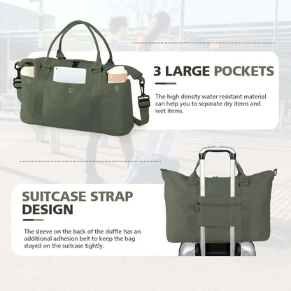 Travel Duffle Bag, Waterproof Weekender Bag Carry On Tote Bags for Women, Travel Essentials Sport Gym Bag for Men, Hospital Bag for Labor and Delivery, Overnight Bag Luggage Bag with Trolley Sleeve 06 Dark Green My Store