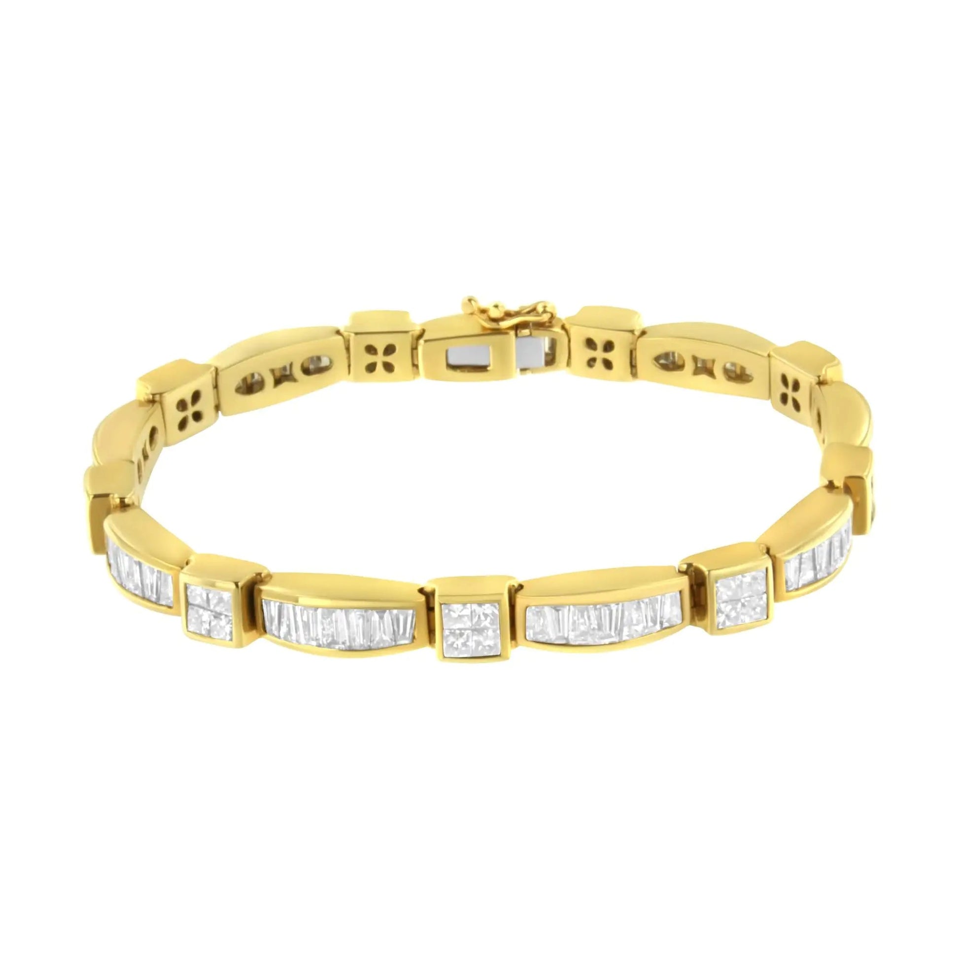 14K Yellow Gold Multi--Cut Diamond Box Square Link Bracelet(7.33 cttw,H-I Color,SI1-SI2 Clarity) WEM Support (www.WEM.support)