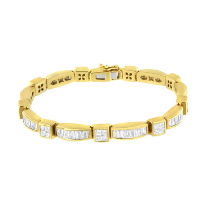 14K Yellow Gold Multi--Cut Diamond Box Square Link Bracelet(7.33 cttw,H-I Color,SI1-SI2 Clarity) WEM Support (www.WEM.support)