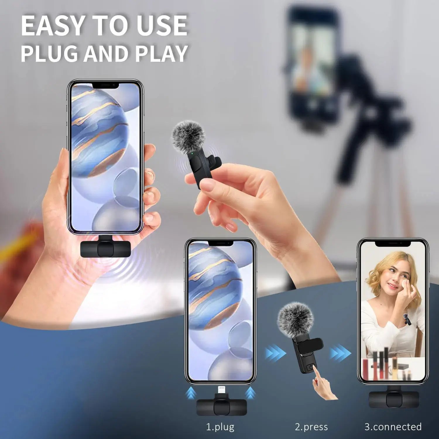 Wireless Lavalier Microphone Portable Solution For Mobile Recording WEM Support (www.WEM.support)