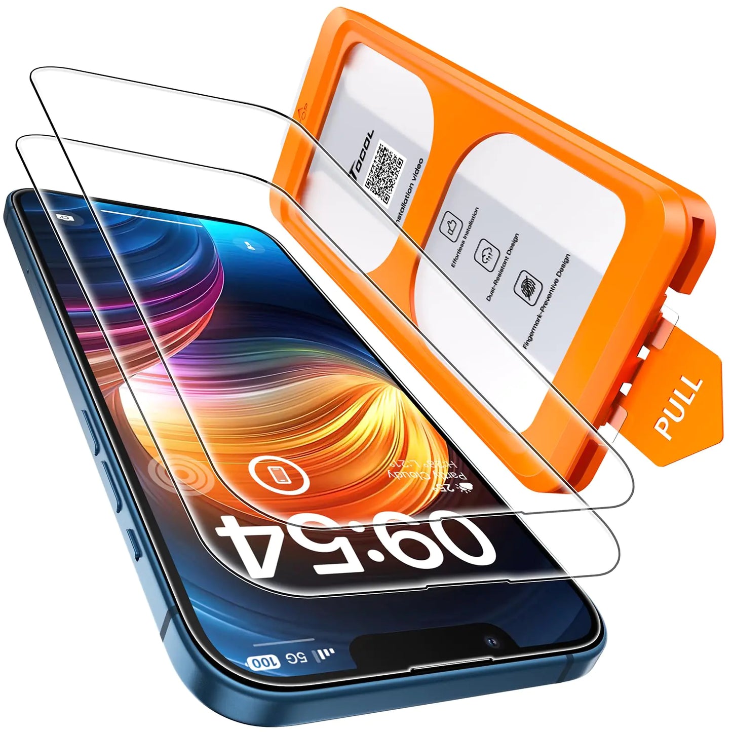 TOCOL for iPhone 13 Screen Protector [9H Hardness] [Military Grade Shatterproof] HD Tempered Glass Full Coverage Easy Installation 2 Pack