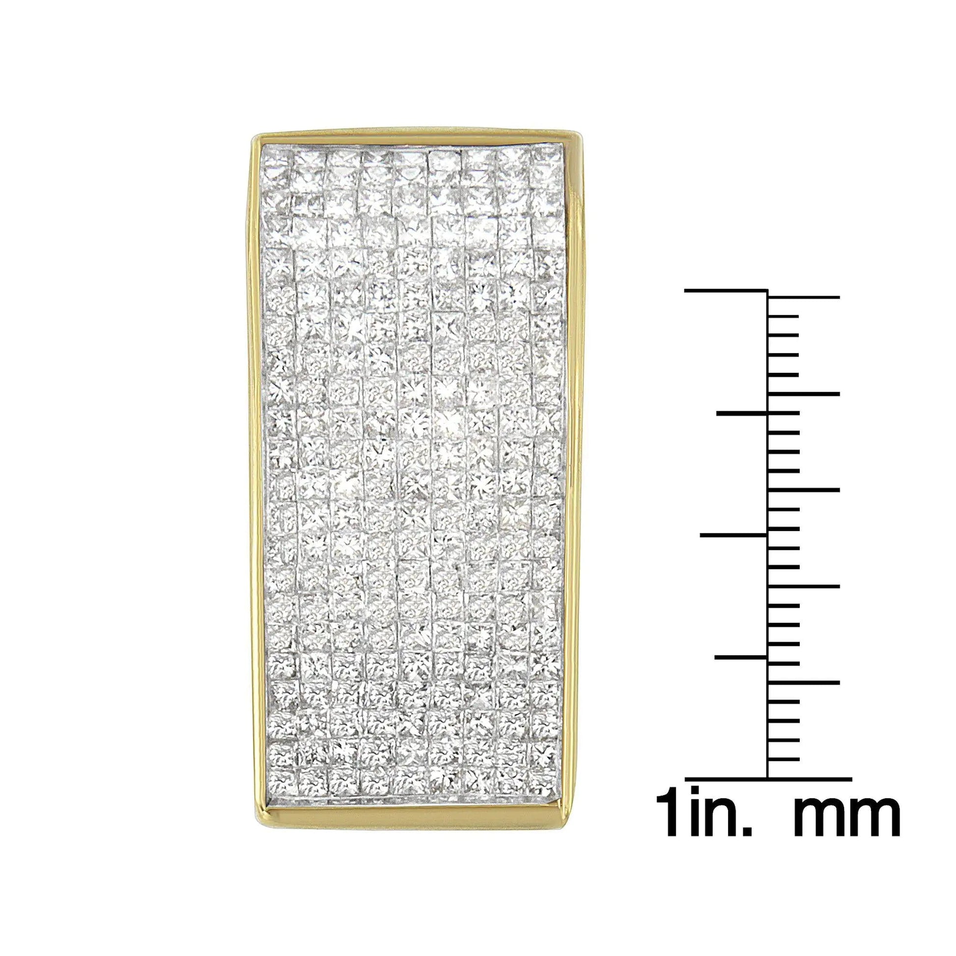 14K Yellow Gold Princess Cut Diamond Block Pendant Necklace (2 5/8 cttw, H-I Color, SI2-I1 Clarity) WEM Support (www.WEM.support)
