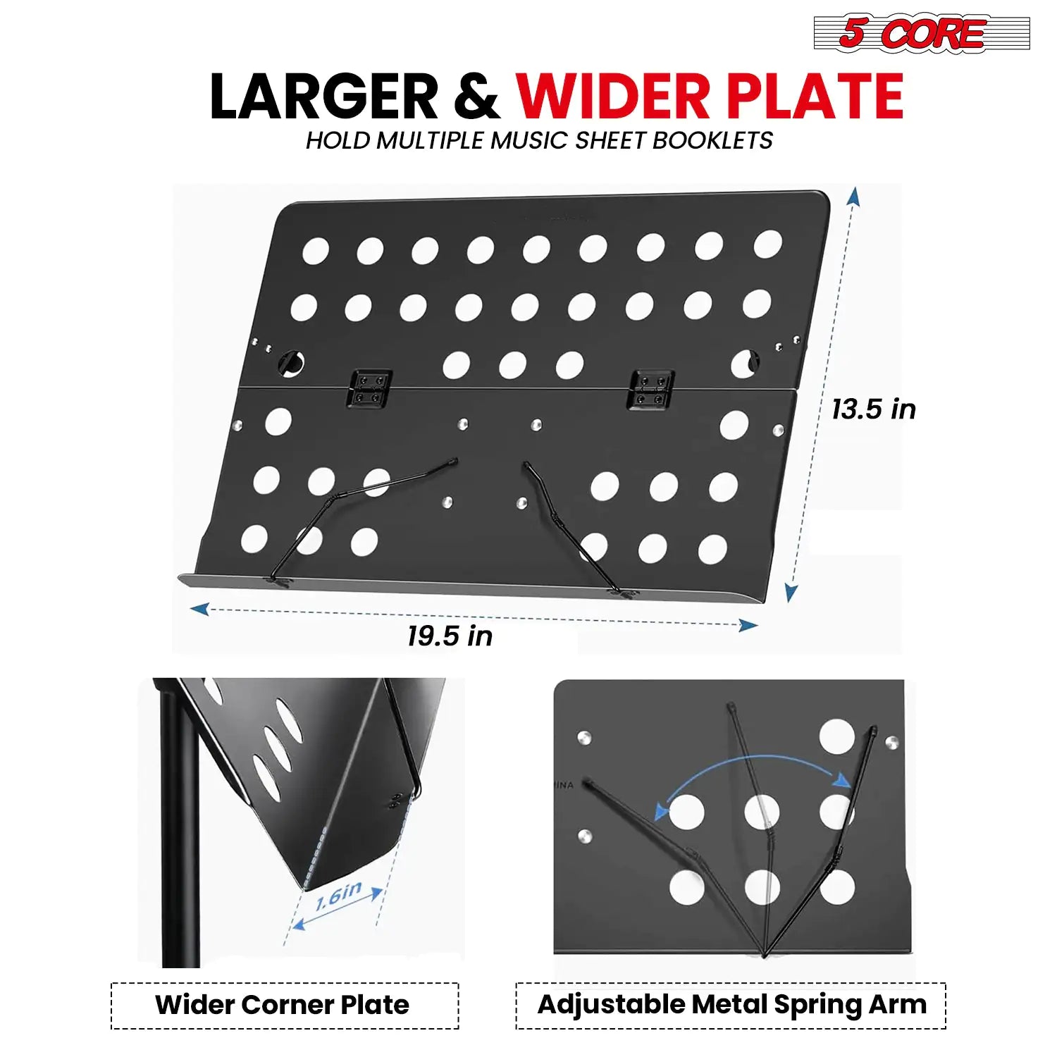 5Core Music Stand For Sheet Music Portable Tripod Adjustable Folding Note Holder BLACK WEM Support (www.WEM.support)