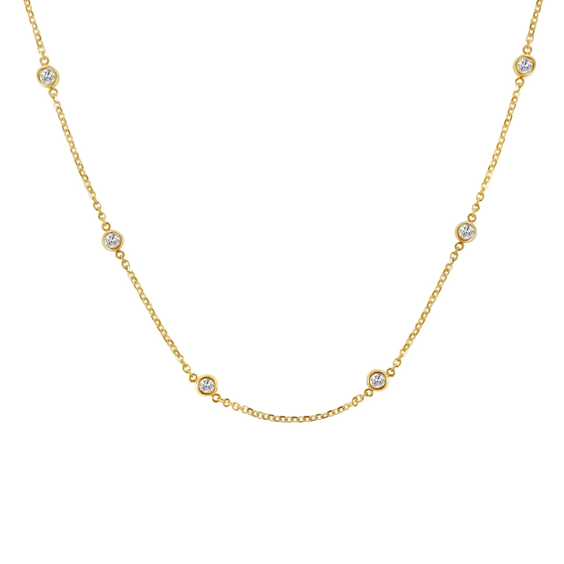 Sterling Silver Bezel-Set Diamond Station Necklace (1 cttw, J-K Color, I1-I2 Clarity) WEM Support (www.WEM.support)