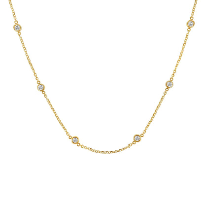 Sterling Silver Bezel-Set Diamond Station Necklace (1 cttw, J-K Color, I1-I2 Clarity) WEM Support (www.WEM.support)