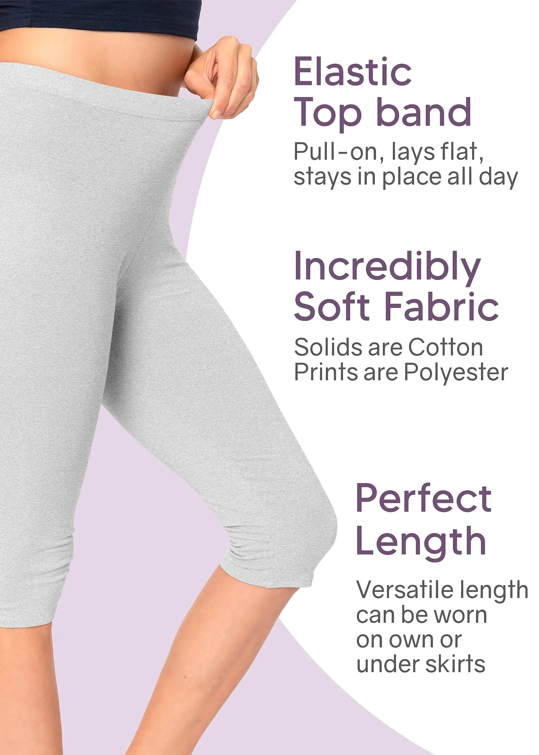 Women's and Plus Size Knee-Length and Ankle Length Leggings | X-Small- 7X Adult Knee Length Small Heather Gray My Store