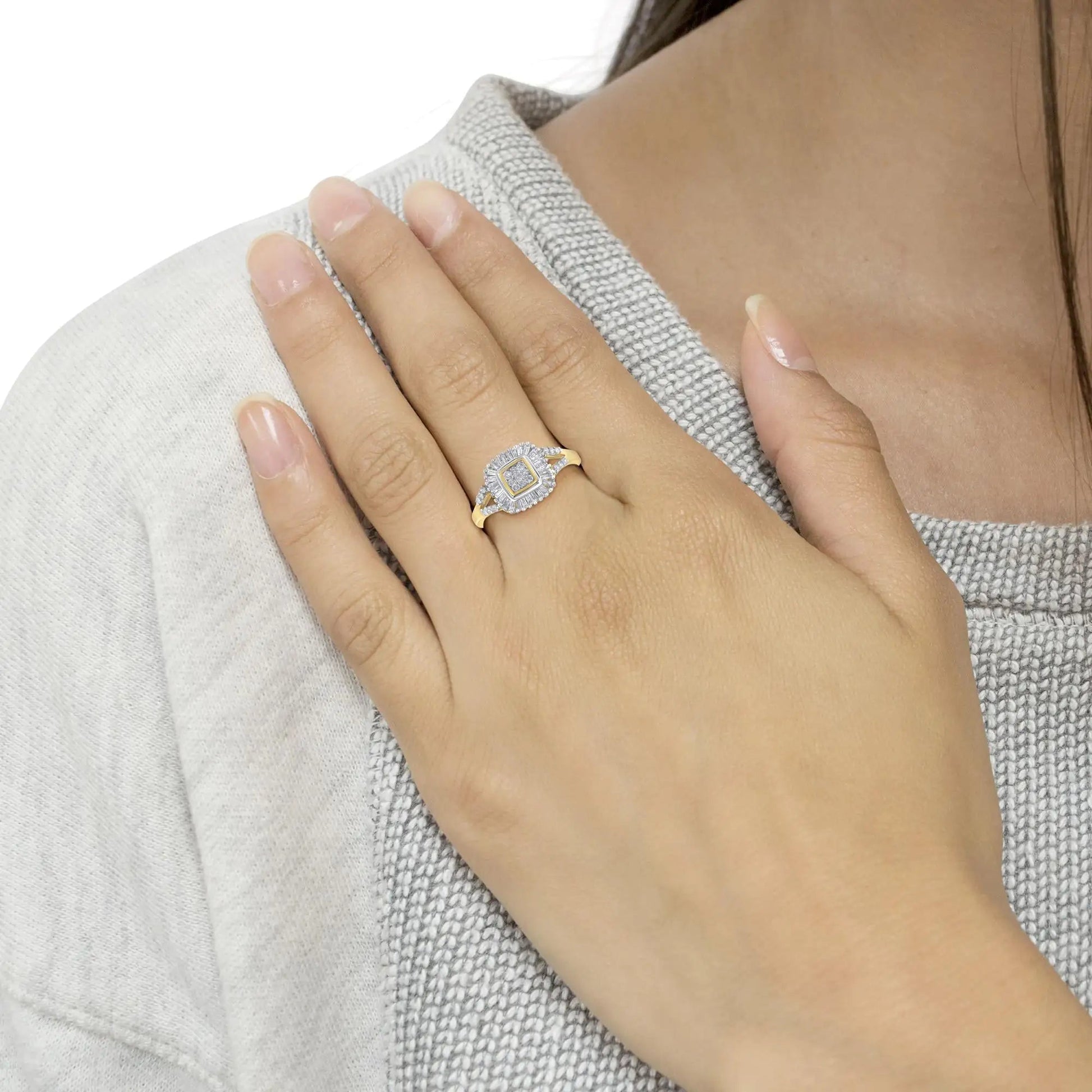10K Yellow Gold Round and Baguette Cut Diamond Ballerina Ring (1/2 cttw, I-J Color, SI2-I1 Clarity) WEM Support (www.WEM.support)
