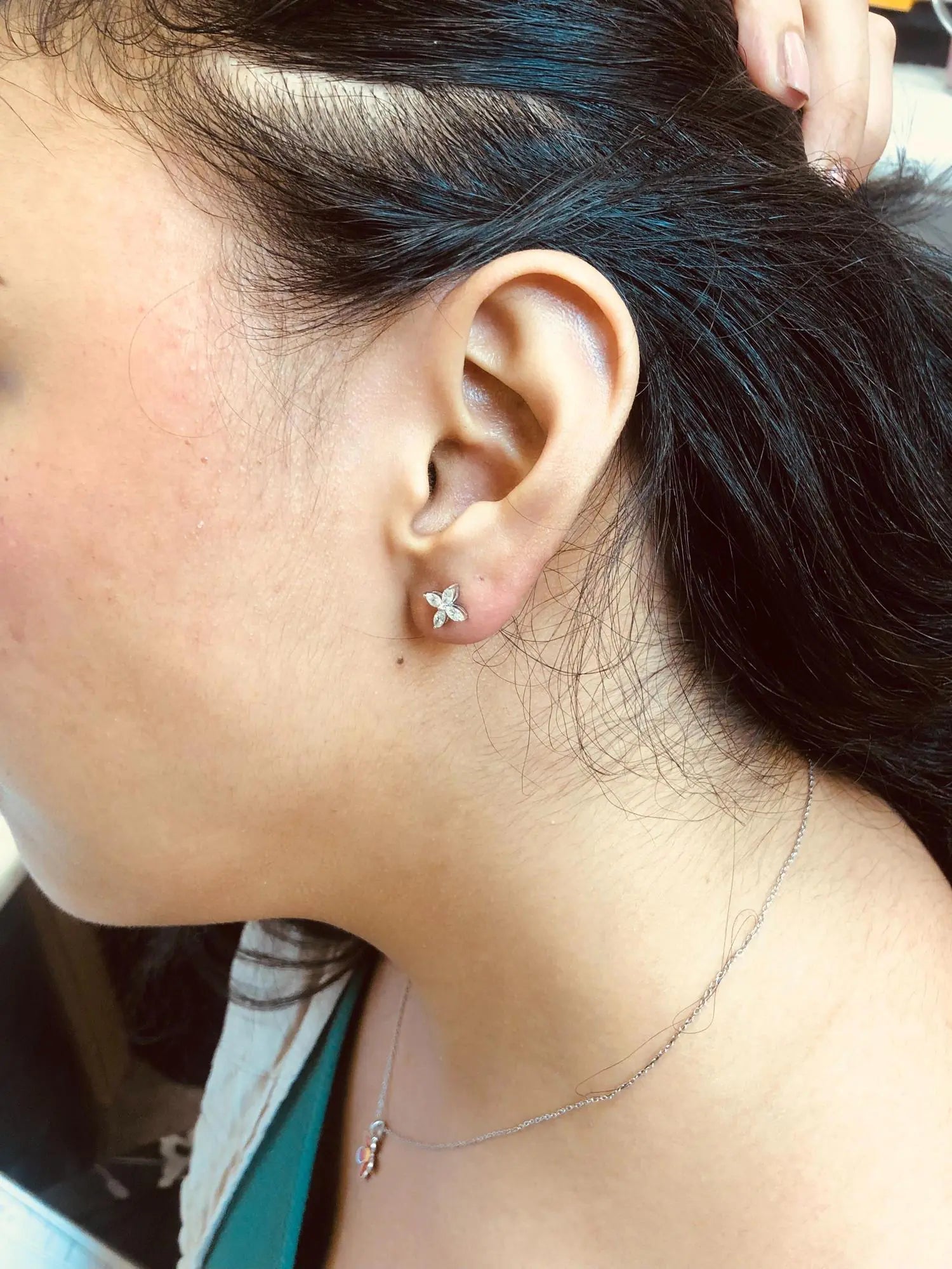 14K White Gold 3/4 Cttw Marquise Diamond 8 Stone Floral Leaf Stud Earrings (H-I Color, SI1-SI2 Clarity) WEM Support (www.WEM.support)
