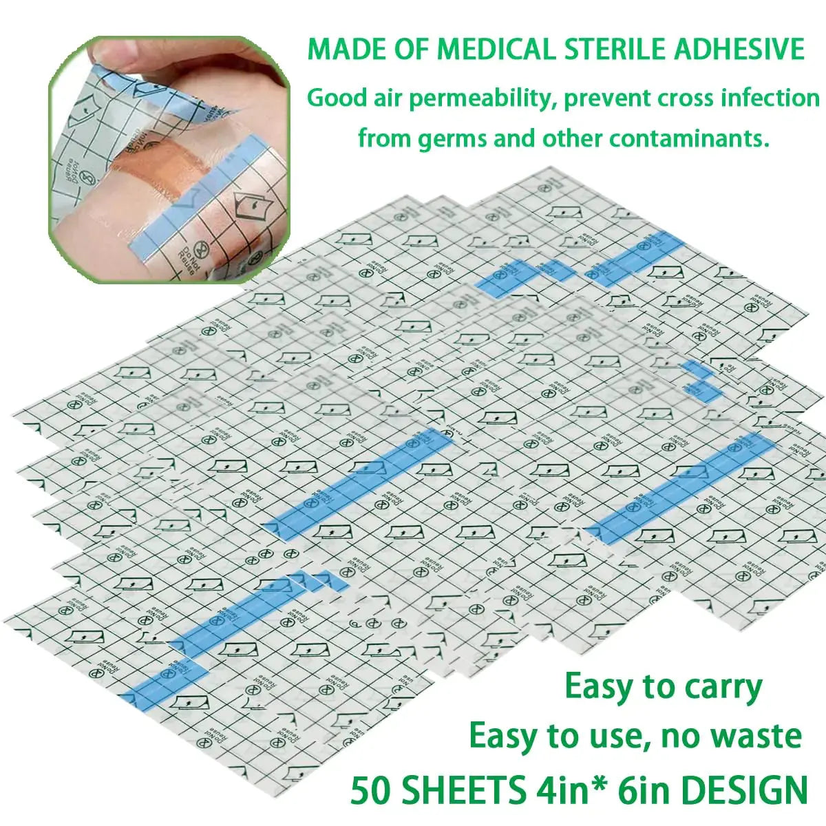 50 Pieces 4 x 6 in Stretch Waterproof Adhesive Bandages Transparent Film for Tattoo Aftercare and Skin Repair Adhesive Tattoo Supply Wrap 4 x 6 Inch(Pack of 50) My Store