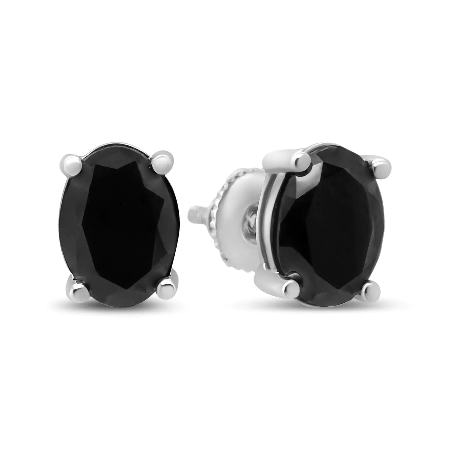 14K White Gold 1/2 Cttw Round Brilliant-Cut Black Diamond Classic 4-Prong Stud Earrings with Screw Backs (Fancy Color-Enhanced, I2-I3 Clarity) WEM Support (www.WEM.support)