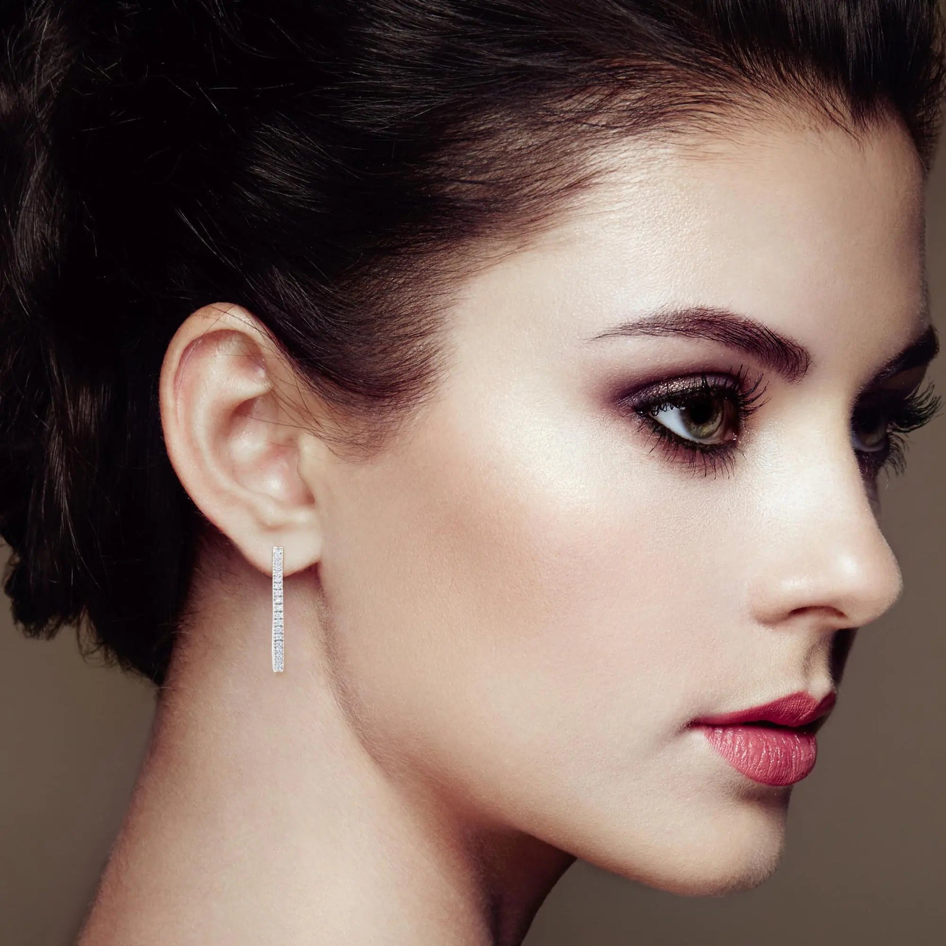 10KT White Gold 1/2 cttw Diamond Hoop Earrings (I-J, I2-I3) WEM Support (www.WEM.support)