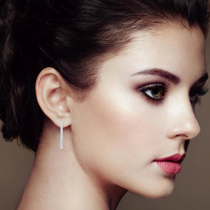 10KT White Gold 1/2 cttw Diamond Hoop Earrings (I-J, I2-I3) WEM Support (www.WEM.support)