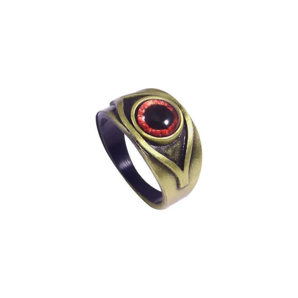 A vintage crimson brown ring with a red eye design, crafted from high-quality alloy with an electroplating process.
