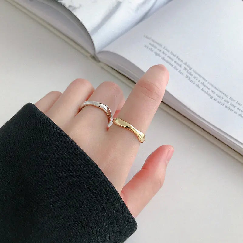 XIYANIKE Silver Color  Irregular Wave Rings WEM Support (www.WEM.support)