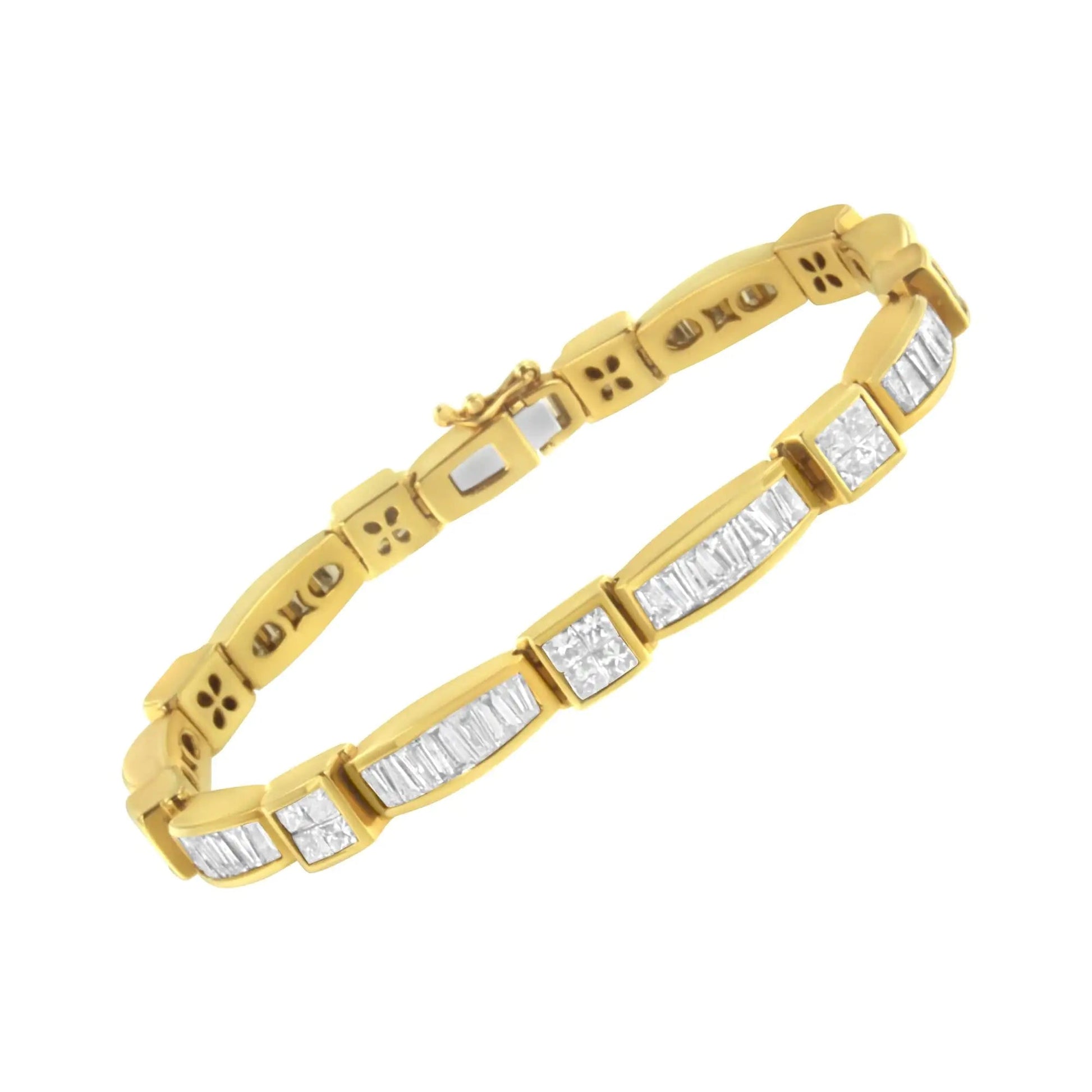 14K Yellow Gold Multi--Cut Diamond Box Square Link Bracelet(7.33 cttw,H-I Color,SI1-SI2 Clarity) WEM Support (www.WEM.support)