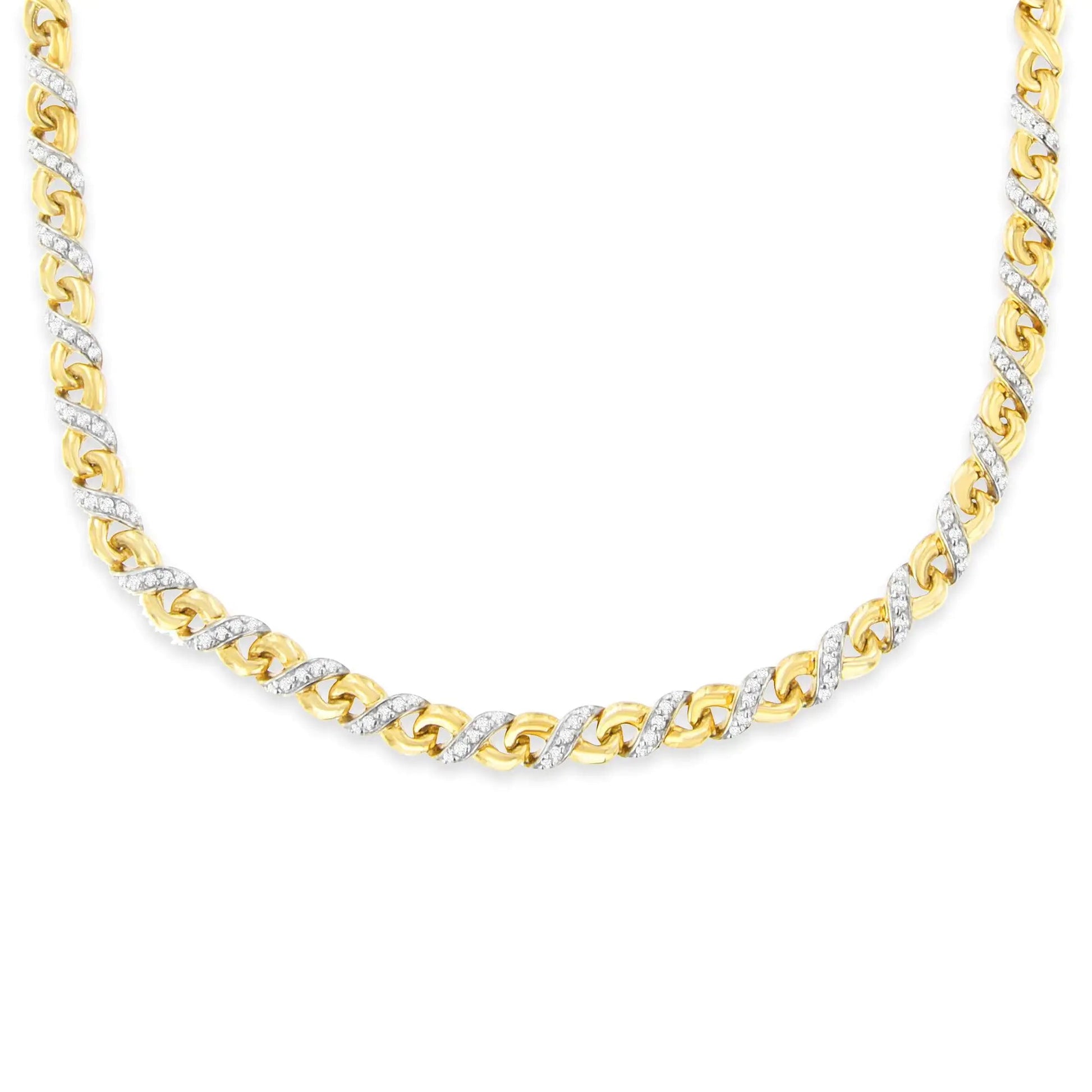 10K Yellow Gold 1 cttw Diamond Riviera Statement Pendant Necklace (J-K, I2-I3) WEM Support (www.WEM.support)