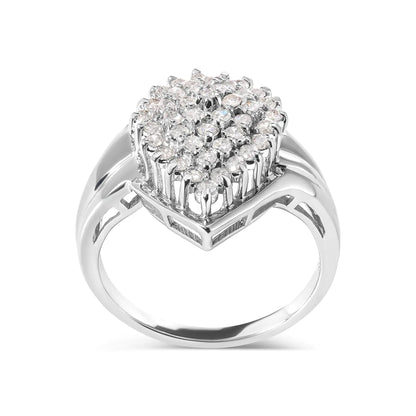 10K White Gold 1/2 Cttw Diamond Pear Shaped Cluster Ring (H-I Color, I1-I2 Clarity) WEM Support (www.WEM.support)
