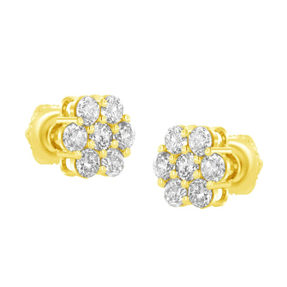 14K Yellow Gold 1.0 Cttw Diamond Flower Earring (J-K Color, I1-I2 Clarity) WEM Support (www.WEM.support)