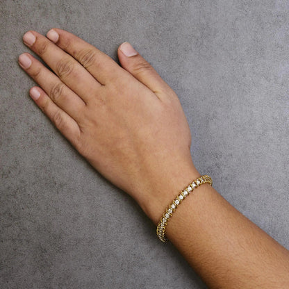 18K Yellow Gold 4.0 Cttw Round-Cut Diamond S-Link 7" Inch Tennis Bracelet (I-J Color, SI1-SI2 Clarity) WEM Support (www.WEM.support)