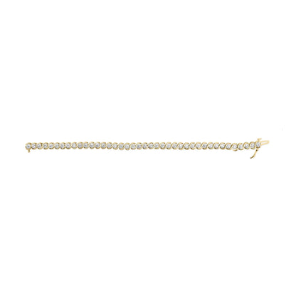 10K Yellow Gold 3 cttw Round-Cut Diamond Spiral Link 7.50" Bracelet (I-J Color, I1-I2 Clarity) WEM Support (www.WEM.support)