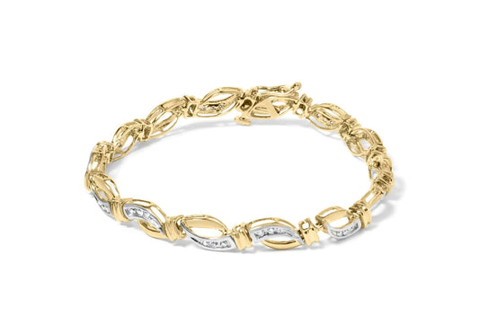 10K Yellow and White Gold 1/2 Cttw Channel Set Diamond Infinity Link 7" Tennis Bracelet (H-I Color, I1-I2 Clarity) WEM Support (www.WEM.support)