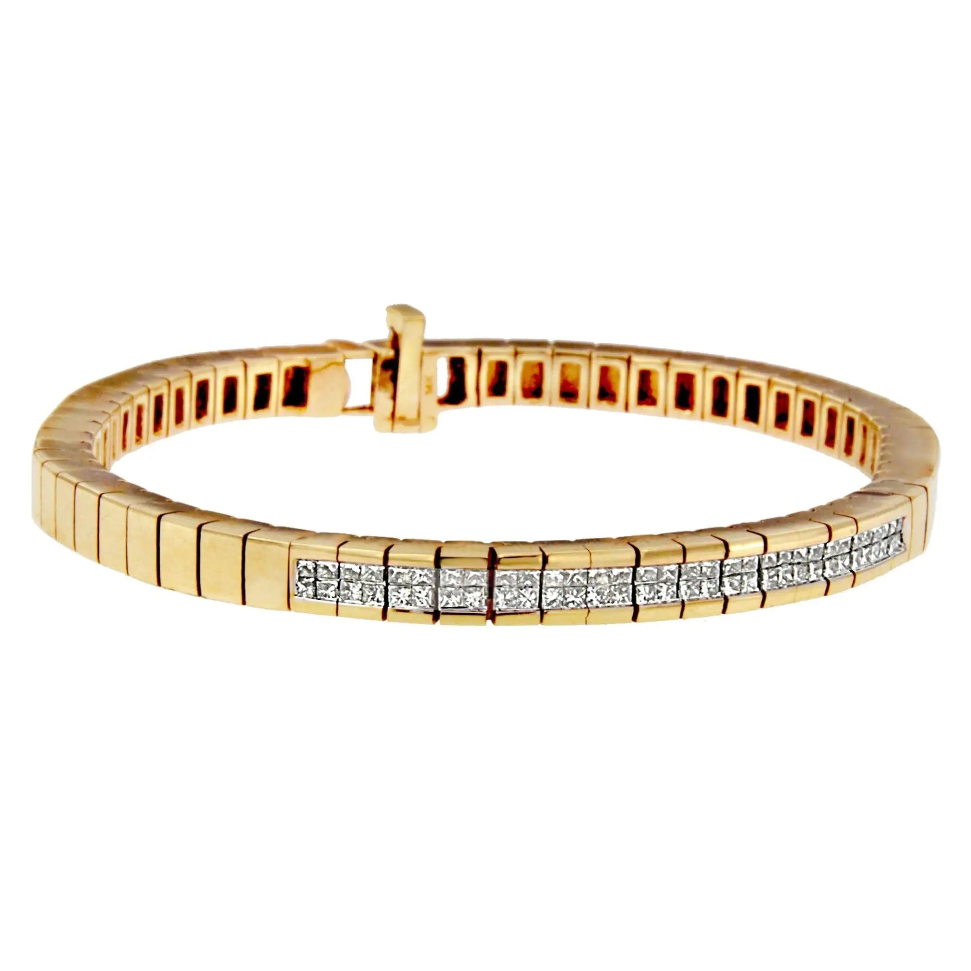 14K Yellow Gold Princess-Cut Diamond Banded Bracelet (1.10 cttw, G-H Color, SI1-SI2 Clarity) WEM Support (www.WEM.support)
