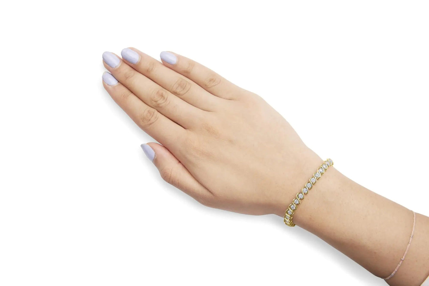 10K Yellow Gold 3 cttw Round-Cut Diamond Spiral Link 7.50" Bracelet (I-J Color, I1-I2 Clarity) WEM Support (www.WEM.support)