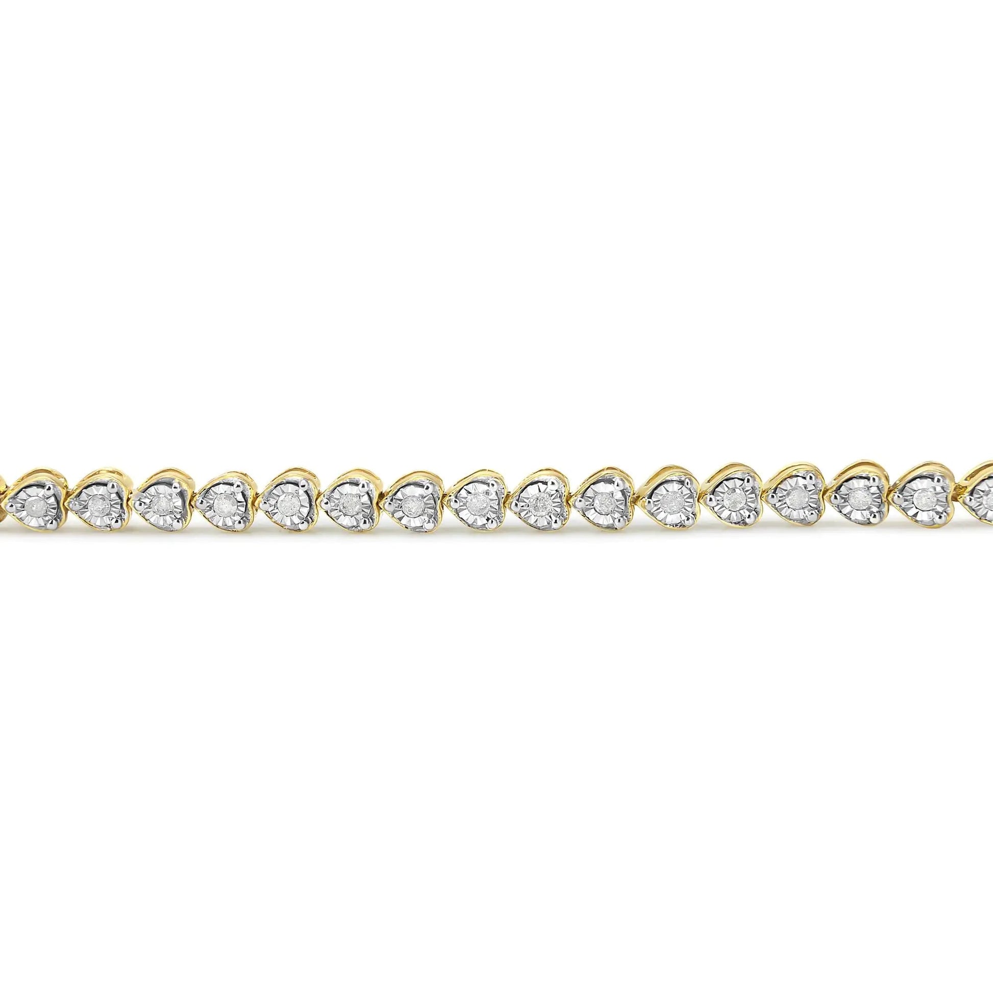.925 Sterling Silver 1.0 Cttw Miracle Set Diamond Heart-Link 7" Tennis Bracelet (I-J Color, I2-I3 Clarity) WEM Support (www.WEM.support)