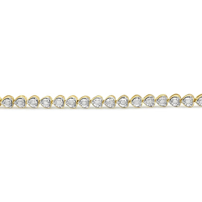 .925 Sterling Silver 1.0 Cttw Miracle Set Diamond Heart-Link 7" Tennis Bracelet (I-J Color, I2-I3 Clarity) WEM Support (www.WEM.support)